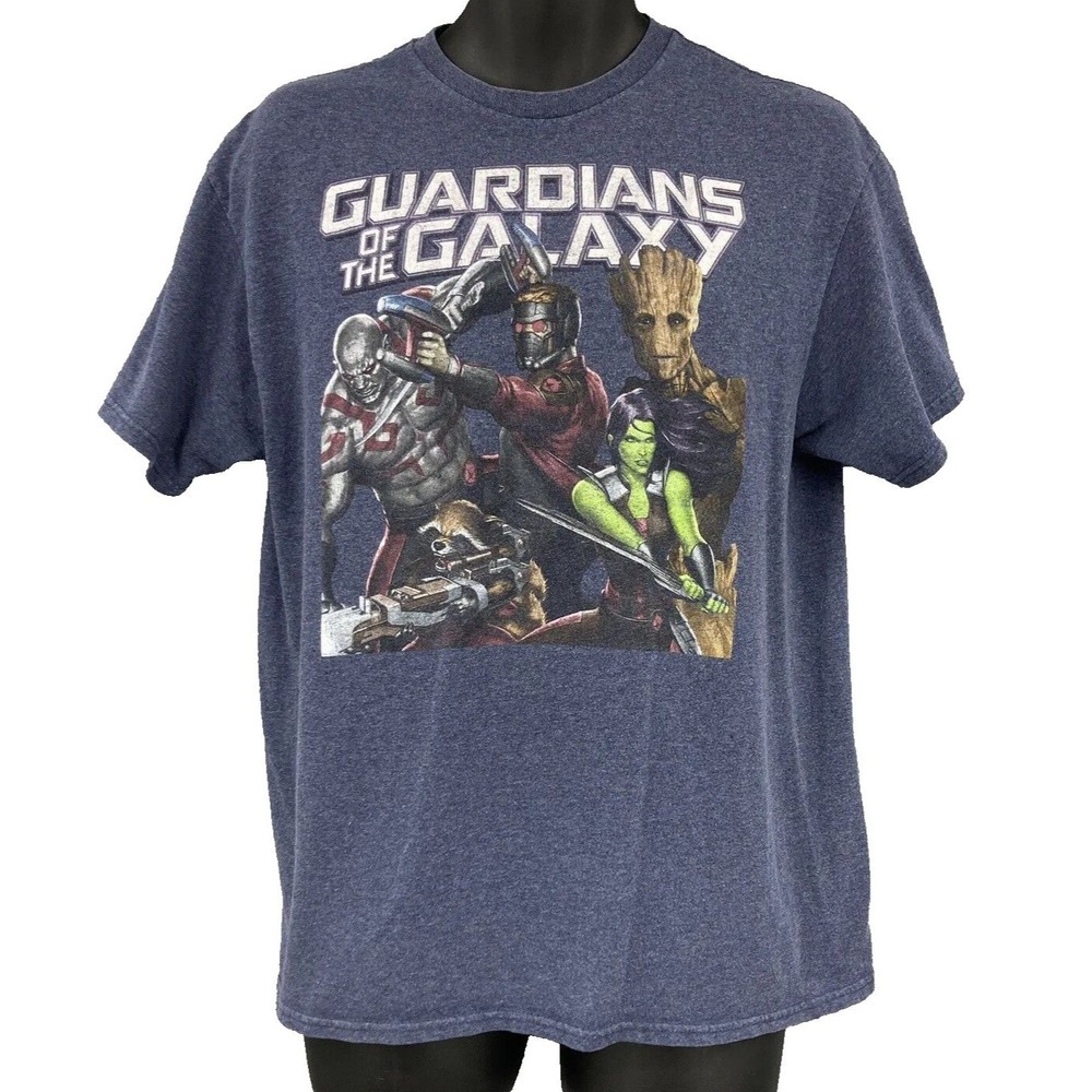 Marvel Guardians Of The Galaxy Blue T-Shirt Groot Gamora Nebula Drax Size Large